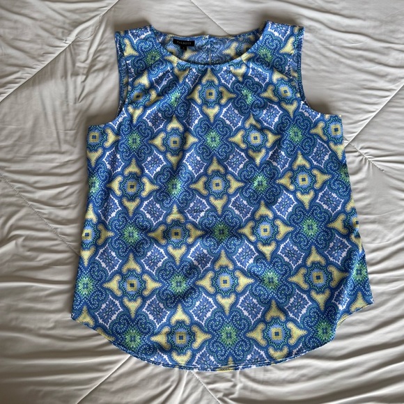 Talbots Tops - Talbots Blue and Green Geometric Paisley Tank Top Blouse